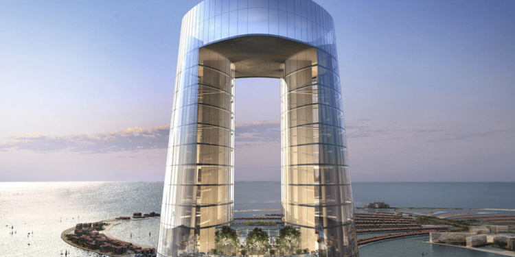 The construction of the world's tallest hotel has reached halfway